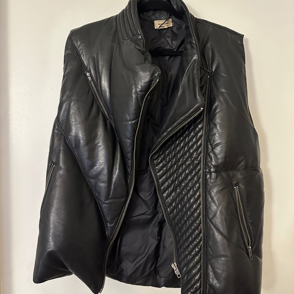 MENS Helmut Lang leather puffer vest size M